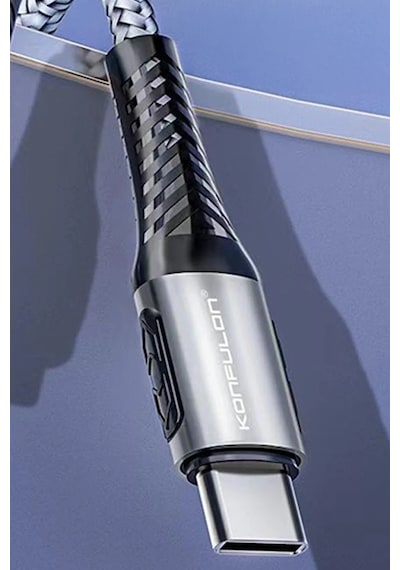 Ilkeshop Konfulon Dc43 Type-c To Type-c 1m Örgü 60w Hızlı Şarj Kablo - Yeşil