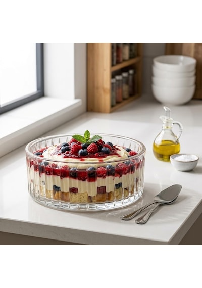 Pupa Model El Yapımı Üfleme Cam Sunum Kasesi - Optikli Çizgili Dekoratif Salata, Meyve Ve Meze Kasesi 14x6 Cm Çok Renkli