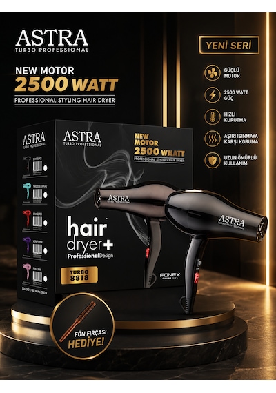 Astra 8818 Viğo Turbo Profesyonel 2500W Saç Kurutma Makinesi Siyah