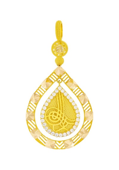 Osmanlı Tuğralı Çerçeveli Altın Kolye Ucu T045332