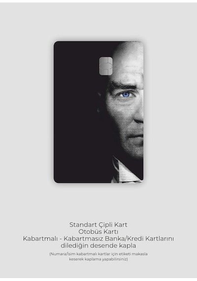 Atatürk Siyah Zemin - Papara Tosla Kart Kaplama Stickeri Kredi Kartı Için Uyumlu Diğer Atatürk Siyah Zemin - Papara Tosla Kart Kaplama Stickeri Kredi Kartı Için Uyumlu Diğer