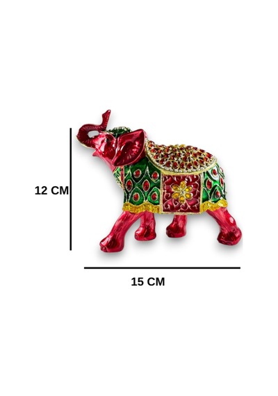 Taşlı Dekoratif Fil Biblo Metal, Renkli Taşlı, Şık Ev Aksesuarı 15x12 CM 727651789
