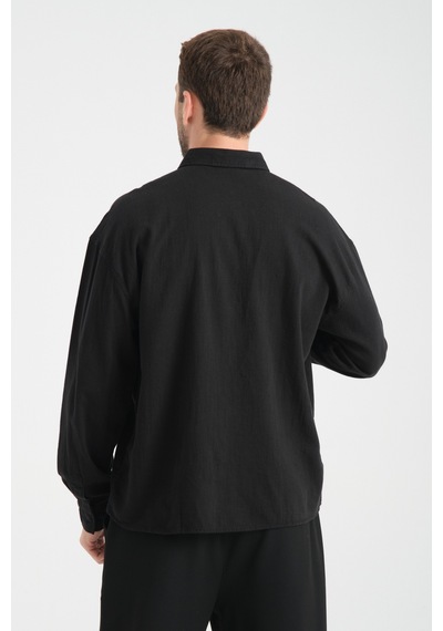Redline Bond Keten Oversize Rahat Kalıp Premium Kumaş Basic Gömlek Siyah Redline Bond Keten Oversize Rahat Kalıp Premium Kumaş Basic Gömlek Siyah