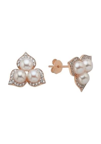 3,5 Mm Zirkon Taşlı Doğal İnci Küpe Rose Rose