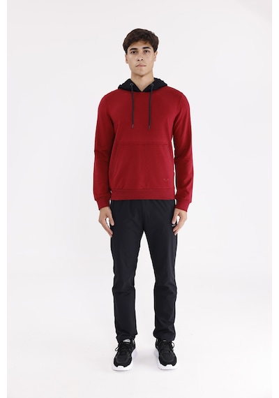 Rowinger Kanguru Cepli Ayarlanabilir Kordonlu Ribana Manşetli Rahat Kesim Kapüşonlu Sweatshirt Burgundy