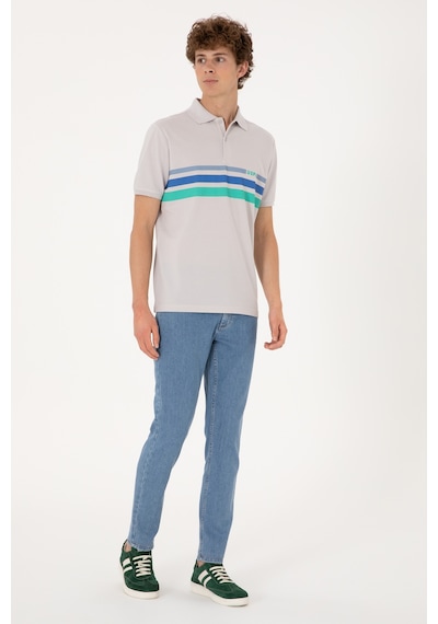 U.S. Polo Assn. Erkek Regular Fit Polo Yaka Açık Gri Tişört 50306811-VR001