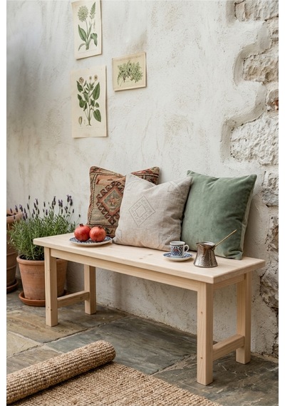 Milena Bench Naturel Bank 30x100 Ham Ladin Ağacı Ahşap