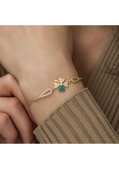 Casera's Gümüş Gold Nazarlı Yonca Bileklik Csr2185869 Gümüş