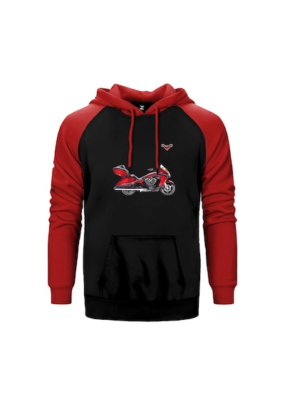 Victory Vison Red Kırmızı Renk Reglan Kol Kapşonlu Sweatshirt Kırmızı