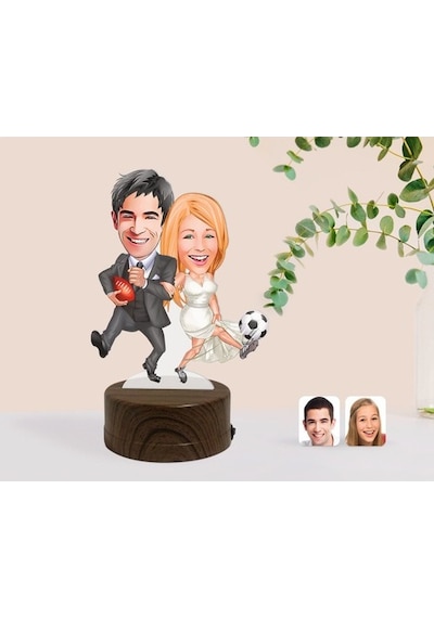 Kişiye Özel Sevgililer Karikatürlü Dekoratif 3D Biblo Led Işıklı (481495424)