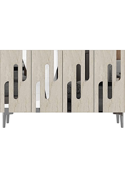 Ka1229bts Ece Konsol Ve Tv Sehpası Beyaz-traverten-silver 120cm