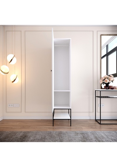 Pasific Home Martin 1 Kapaklı Gardırop Elbise Dolabı Beyaz - Beyaz Mermer