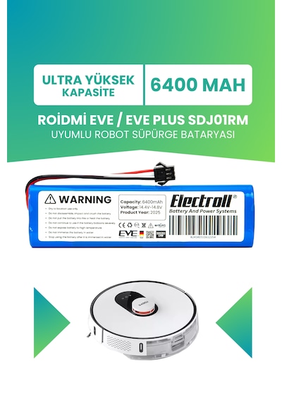 Roidmi Eve / Eve Plus Sdj01rm Uyumlu Batarya 6400mah