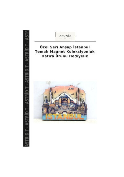 Özel Seri Ahşap İstanbul Temalı Magnet Koleksiyonluk Hatıra Ürünü Hediyelik Çok Renkli