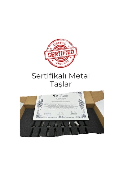 Mc97 - Çin Antik Figürlü Metal Taşlar 30x30cm Gerçek Kayın Tahtası - Hediyelik Satranç Takımı