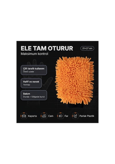 Mikrofiber Çift Taraflı Oto Yıkama Eldiveni Çizmez Yüksek Köpük Tutucu Schön Weiter