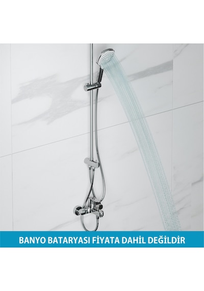 Adell Mode S Rain Tepe Duş Seti Kare 25 Cm, 3 Fonksiyonlu, Krom Bataryasız Krom