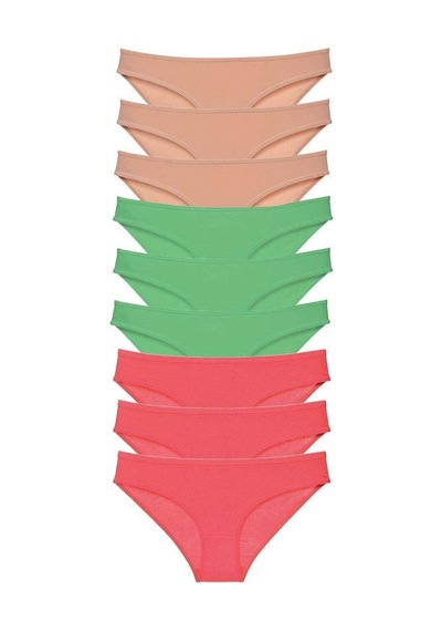 9 Adet Süper Eko Set Likralı Kadın Slip Külot Ten Yeşil Fuşya Beden: M Standart 9 Adet Süper Eko Set Likralı Kadın Slip Külot Ten Yeşil Fuşya Beden: M Standart