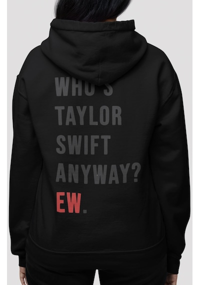 Sevbano Taylor Swift Şarkıcı Sırt Baskılı Unisex Oversize Penye Hoodie Siyah