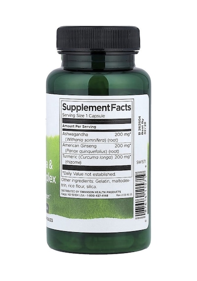 Swanson Vitamins, Turmeric, As-hw-aga-ndha & Ginseng Complex, 60 Capsules