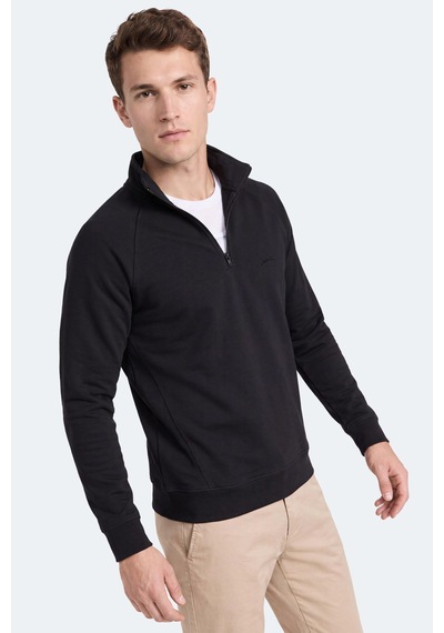 Slazenger Malika Siyah Fermuarlı Dik Yaka Erkek Sweatshirt