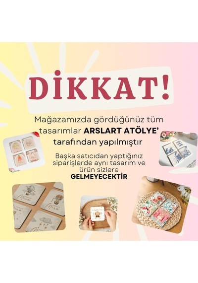 Arslart Deniz Canlıları Temalı Taş Bardak Altlığı - 4'lü Set Diğer