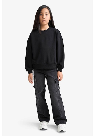 Defacto Siyah Kız Çocuk Sweatshirt E6473a8/bk81 Siyah