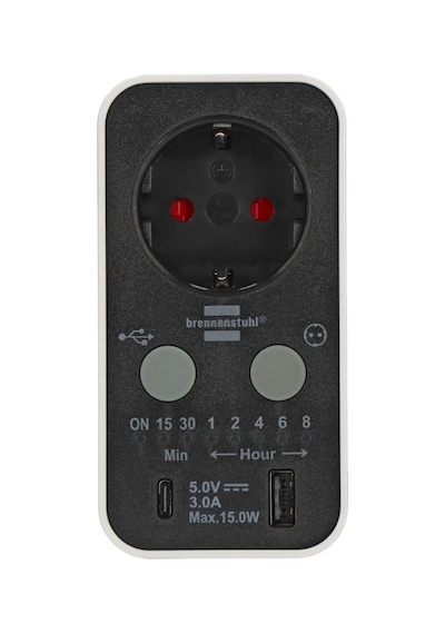 Brennenstuhl Countdown Serisi Led Ekranlı Usb Ve Type-c Grişli Zaman Ayarlı Priz Yok