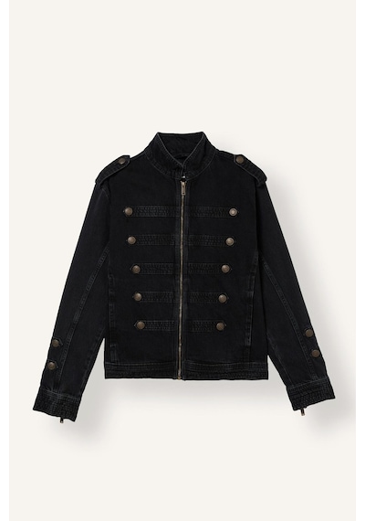 Defacto Regular Fit Dik Yaka Napolyon Fermuarlı Pamuklu Jean Ceket J1024ax26aunm40 Siyah-nm40