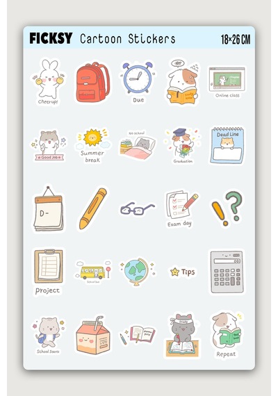 Kawaii Sevimli Öğrenci Sticker Seti - 50 Adet Etiket Çıkartma Diğer