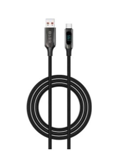 S-link Armor Led Uc-066 66w 1m Usb To Type-c Pd Örgülü Led Başlıklı Siyah Hızlı Şarj Kablosu