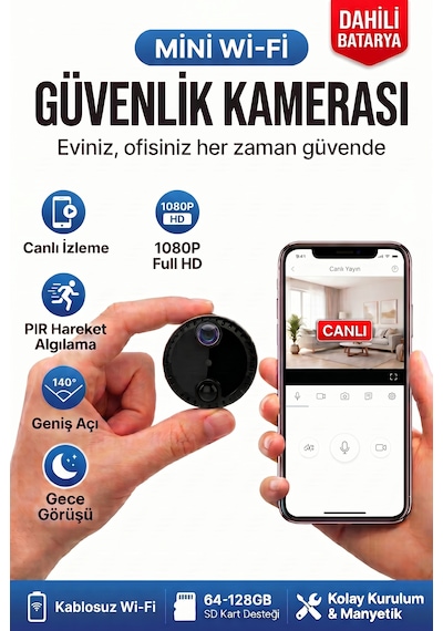Mini Kamera & Mini Güvenlik Kamerası Hd Gece Görüşlü