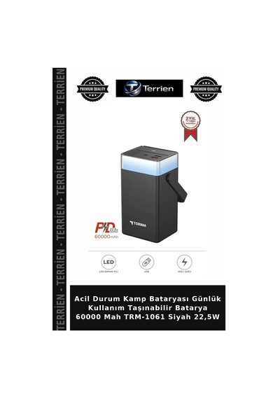Acil Durum Kamp Bataryası Günlük Kullanım Taşınabilir Batarya 60000 Mah Trm-1061 Siyah 22,5w Çok Renkli