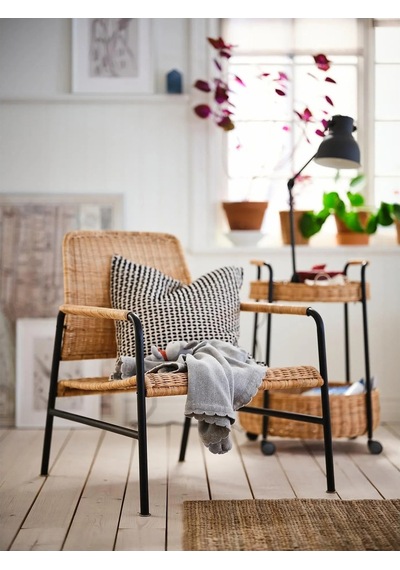 Ikea Beyaz Modern Berjer Koltuk - Rattan Koltuk