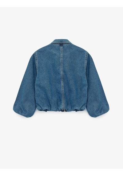 Koton Pamuklu Uzun Kollu Cepli Fermuarlı Denim Ceket Orta İndigo 6skg20005ad İndigo