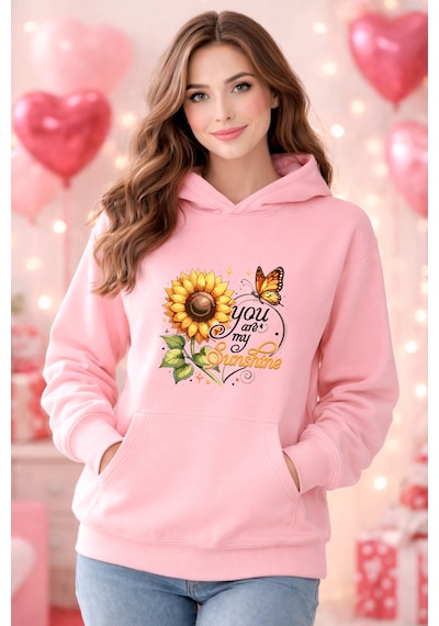 Stil X Sevgililer Gününe Özel, Kapüşonlu Kadın Sweatshırt, Valentıne's Day Pembe