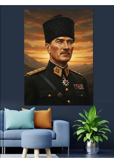 Mareşal Mustafa Kemal Atatürk Portresi Dekoratif Kanvas - Mdf Ahşap Tablo