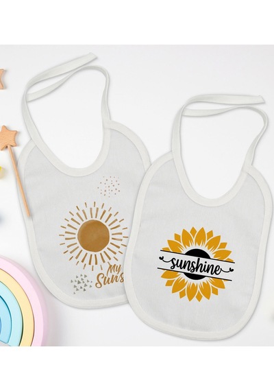 BK Kids Sunshine Tasarımlı 2’li Beyaz Mama Önlüğü-1 Beyaz