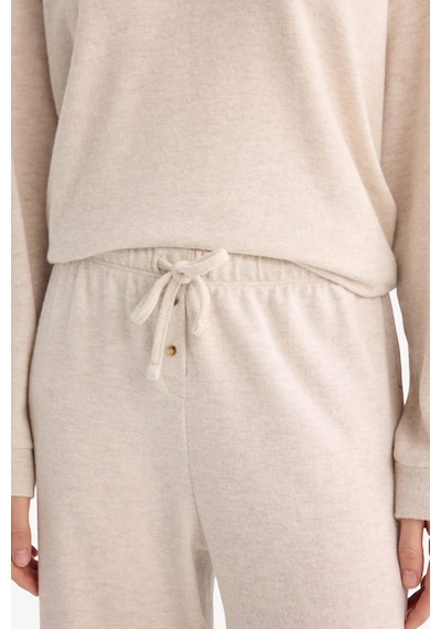 Defacto Pijama Takımı Regular Fit Uzun Kollu Velur Üst Uzun Alt-fall İn Love G1188ax25aubg588 Bej-bg588