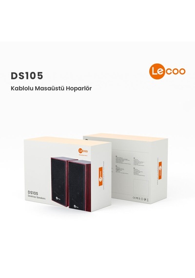 Lecoo Ds105 Kablolu + 3.5mm Jack Girişli 5w Stereo Masa Üstü Ahşap Hoparlör