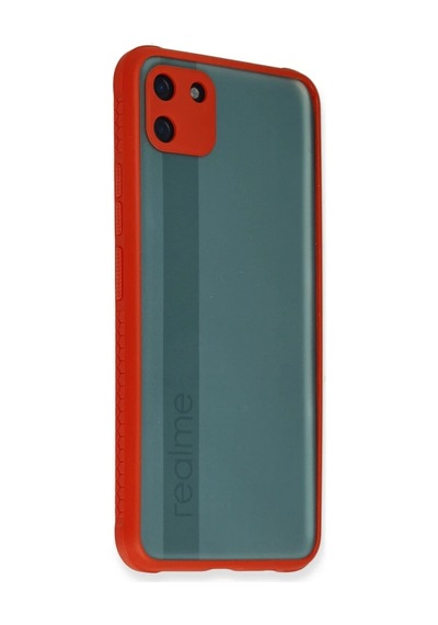 Realme C11 Kılıf Miami Şeffaf Silikon - Kırmızı Kirmizi