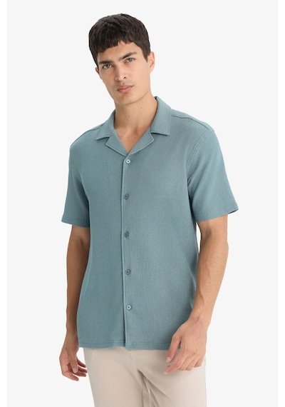 Defacto Modern Fit Polo Yaka Penye Kısa Kollu Gömlek C4125ax25smgn1249 Yeşil
