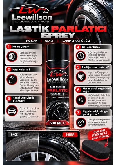 Lastik Parlatıcı 500 Ml Sprey - Lastik Parlatma Ve Lastik Bakım Ürünü