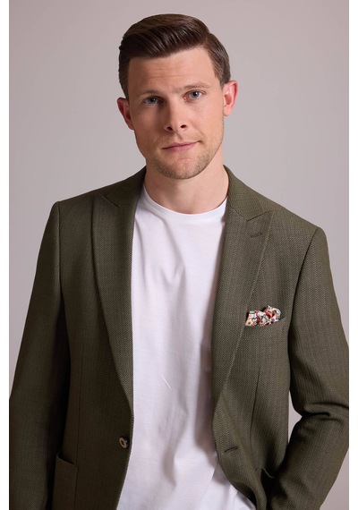 Erkek Yeşil Slim Fit Sivri Yaka Takım Elbise