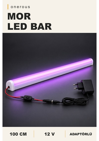 Onerous 100 Cm 12v Mor Led Bar, Anahtarlı, Adaptörlü, Yapışkanlı