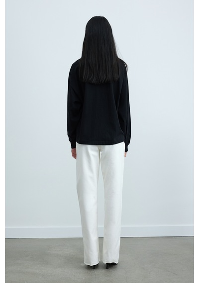 Suud Collection Siyah Dune Oversize Manşetli Tişört