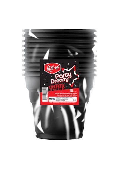 2 Adet Roll-up Party Dreams Bardak Siyah 10'lu Çok Renkli