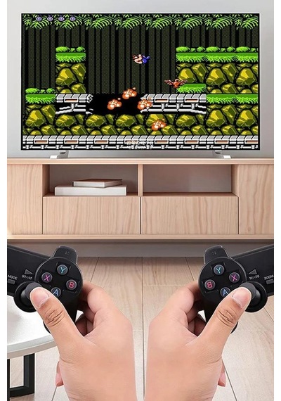 4k Hd 2.4g Retro Game Stick 90'lı Yıllar Usb Stick Wireless Atari Makinesi + 2 Wireless Joystick