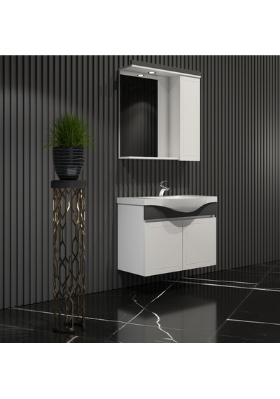 Lilyum Banyo Dolabı Takımı 65Cm Balon Kapak Pk109 Renkli Panel Beyaz Lilyum Banyo Dolabı Takımı 65Cm Balon Kapak Pk109 Renkli Panel Beyaz