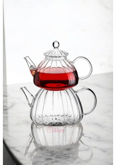Borosilikat Cam Çaydanlık Şeffaf